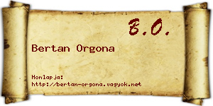 Bertan Orgona névjegykártya